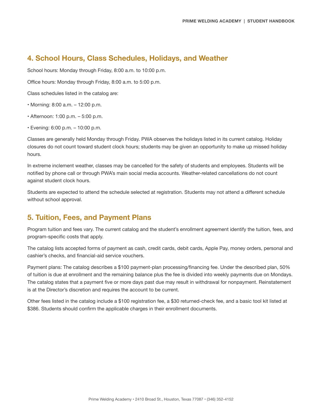 Student Handbook, page 5