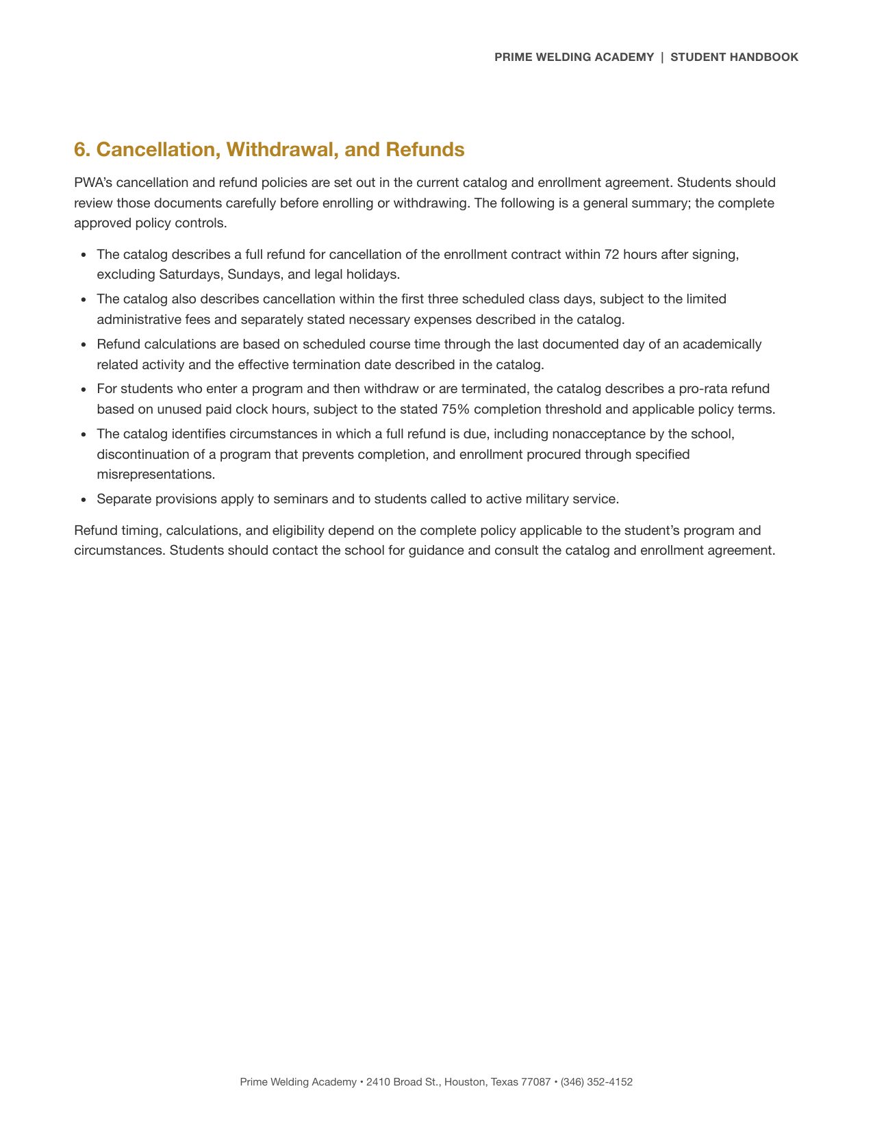 Student Handbook, page 6