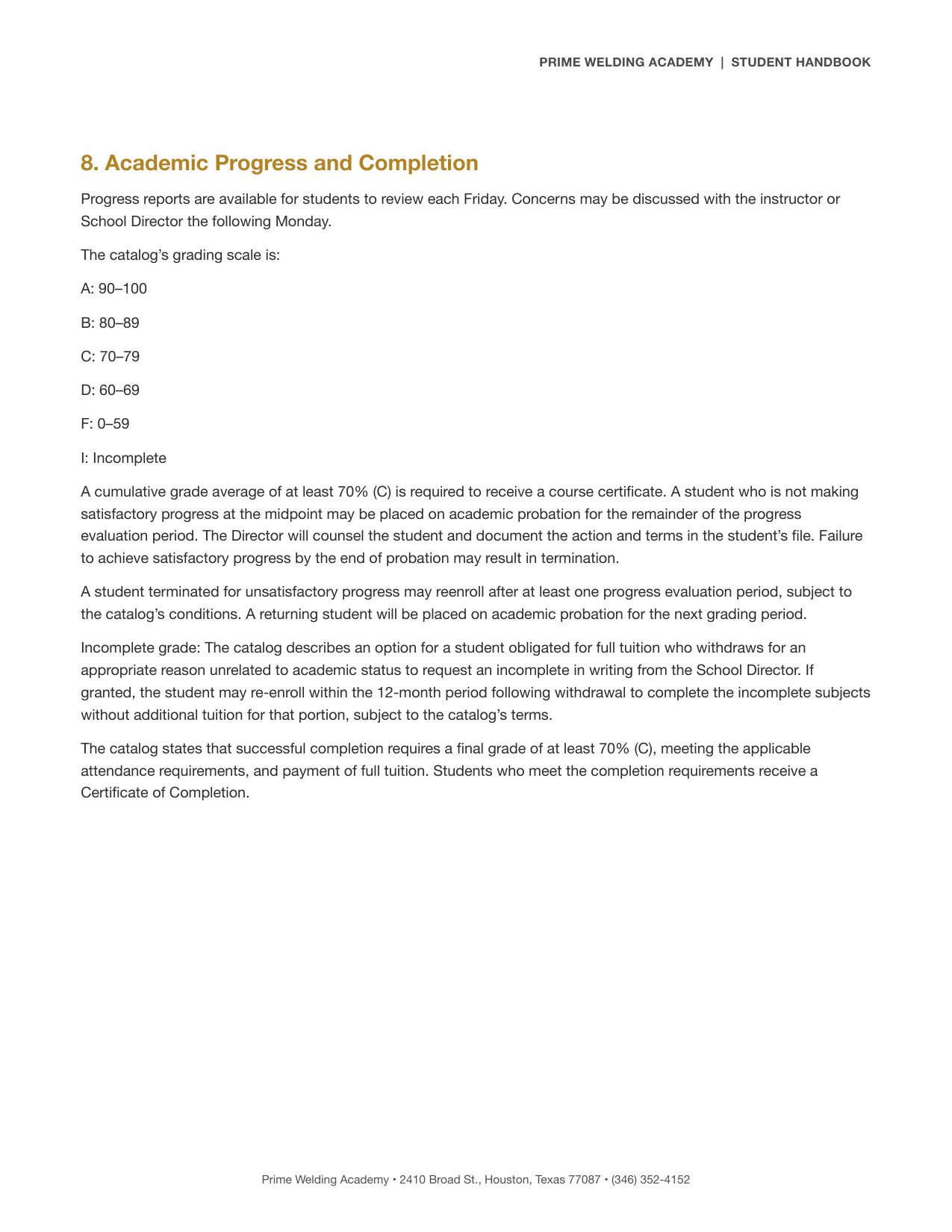 Student Handbook, page 8