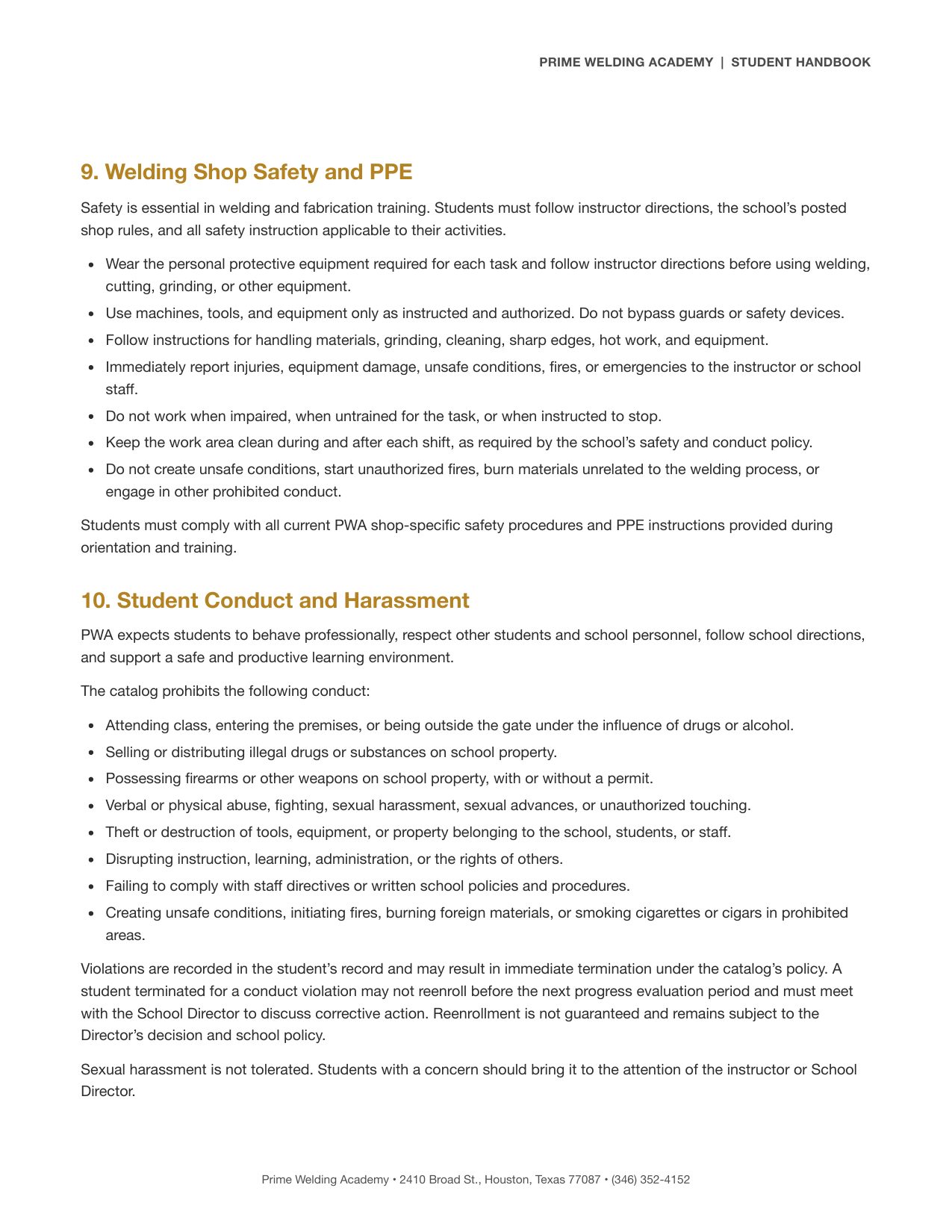 Student Handbook, page 9