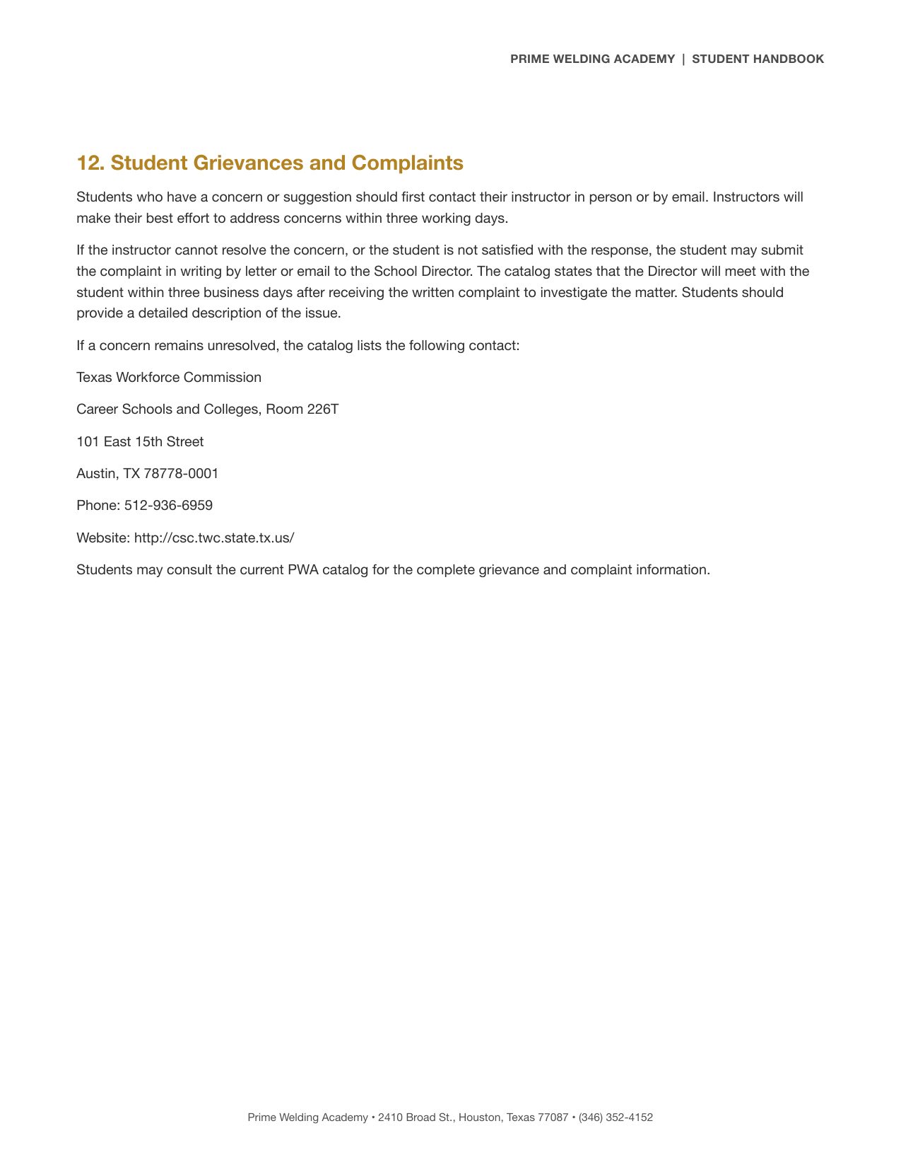 Student Handbook, page 11